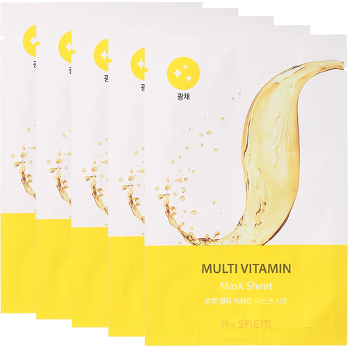 Маска для лица тканевая с витаминами The Saem Bio Solution Radiance Multi Vitamin Mask Sheet, 20 г - 5 шт