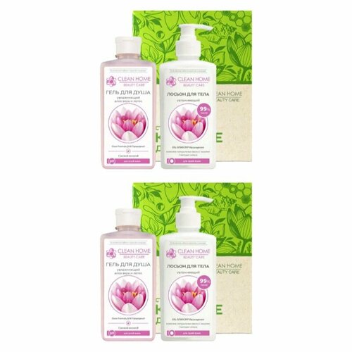 CLEAN HOME Подарочный набор BEAUTY CARE Увлажняющий гель для душа 350 мл лосьон для тела 350 мл 2 шт 1675₽