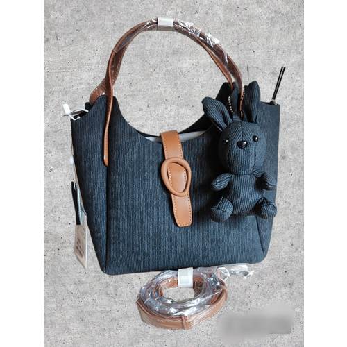 Сумка тоут , фактура гладкая, бархатистая, коричневый, черный