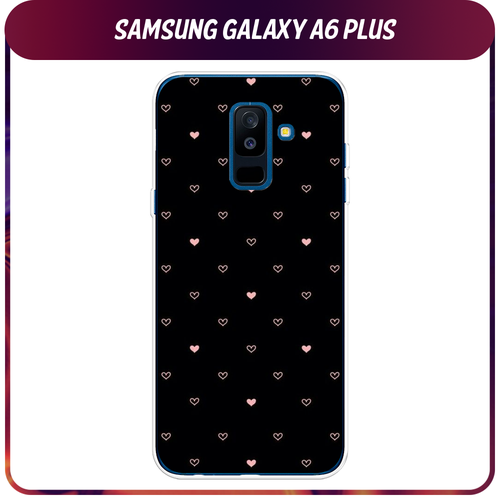 Силиконовый чехол на Samsung Galaxy A6 Plus / Самсунг Галакси A6 Плюс Чехол с сердечками силиконовый чехол на samsung galaxy a6 plus самсунг галакси a6 плюс прозрачный