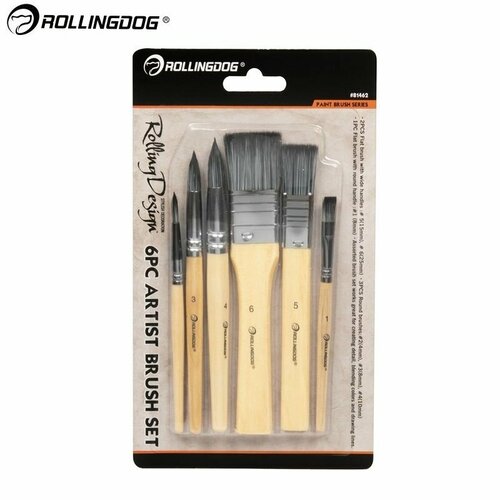 Набор кистей Rollingdog 4 8 8 10 15 25мм синтетика серия Standard арт81462 761₽