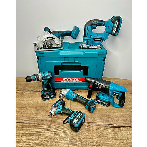 Набор аккумуляторного бесщеточного электроинструмента 6 в 1 Перфоратор DHR242 шуруповёрт ударный DHP882 УШМ болгарка DGS242 пила циркулярная 1800w гайковерт DTW 286RME2 лобзик JV101D 32000₽