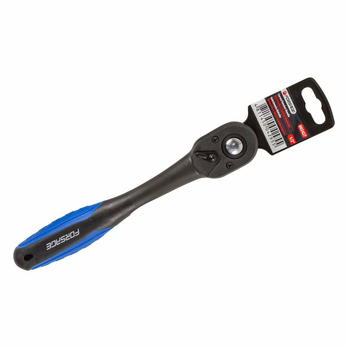 фото Трещотка реверсивная с изгибом в пластиковом антикорозийном корпусе 1/2'(L-250мм, 72зуб) Forsage F-802427