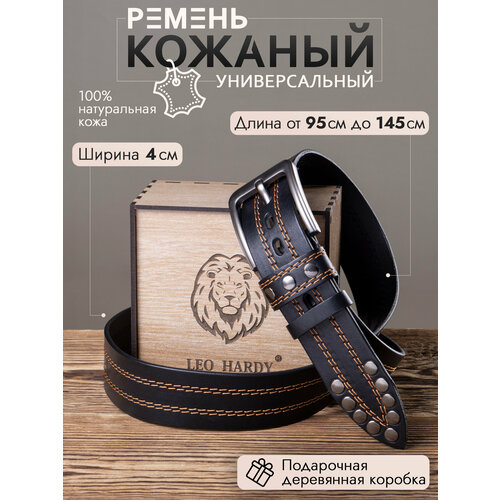 фото Ремень leo hardy для мужчин и женщин, размер 130, черный