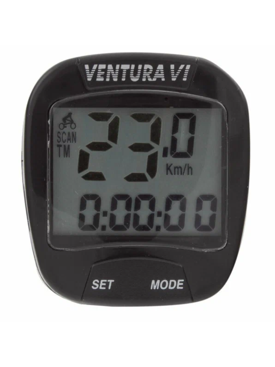 Велокомпьютер VENTURA VI 6 функций, спидометр велосипедный, одометр для велосипеда черныЙ