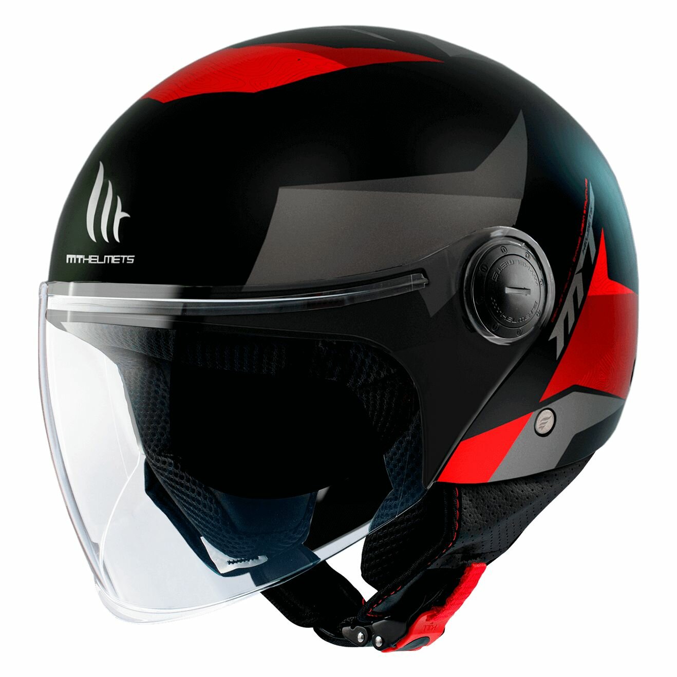 Шлем MT STREET S POKE (S, Matt Black Red)