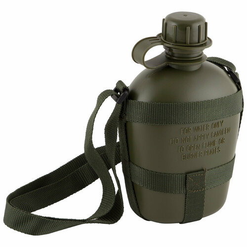 Фляга туристическая с плечевым ремнем объем 1 л Размер 125 х 75 х 20 см цвет зеленый 499₽