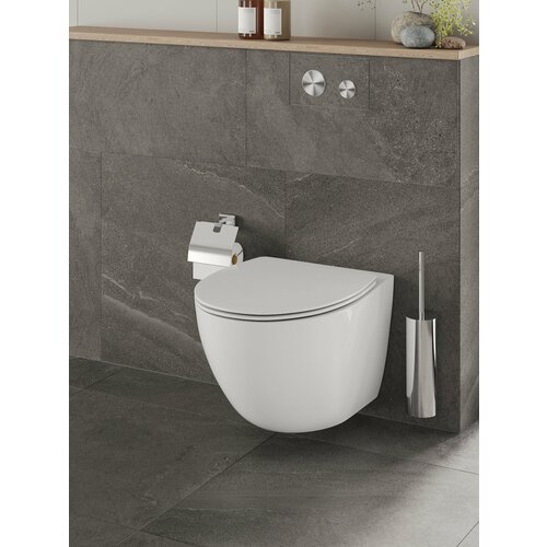 Унитаз подвесной безободковый санфарфор, сиденье с микролифтом, смыв Торнадо Orange C07-150W, белый глянец