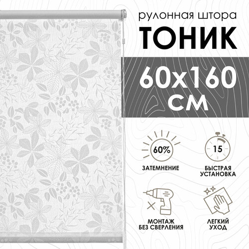 фото Рулонная штора эскар тоник, полиэстер, цвет белый, размер 60х160 см