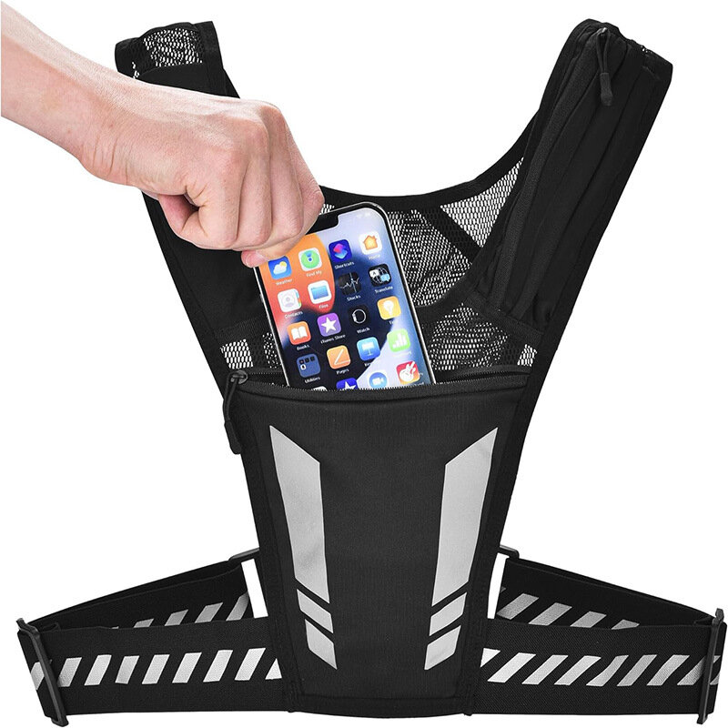 Нагрудная сумка-жилет для бега и велоспорта с карманом для телефона и светоотражателями