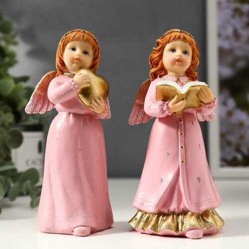 Сувенир полистоун Девочка-ангел в розовом платье с дарами 145х7х65 см 1112₽
