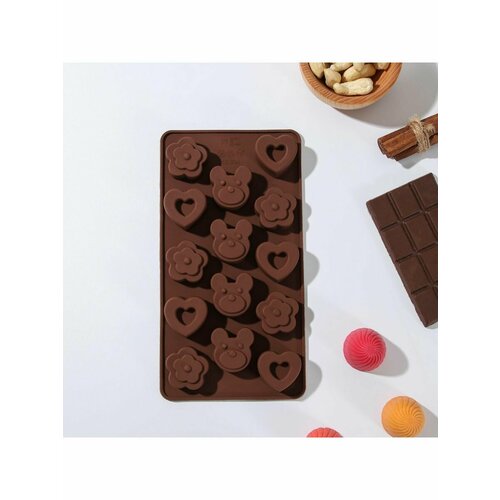 Форма для льда и кондитерских украшений Мишка цветок сердце 457₽