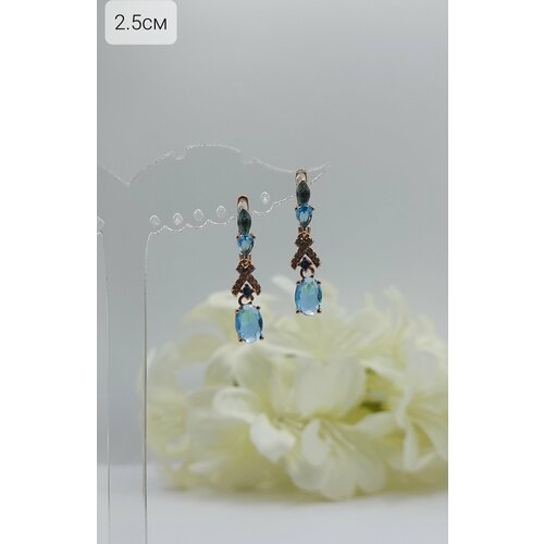 Серьги Fashion jewelry искусственный камень размер 25 мм голубой 562₽