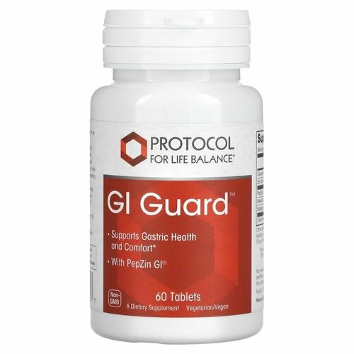 Protocol for Life Balance, Gl Guard, PepZin, для здоровья ЖКТ, 60 таблеток