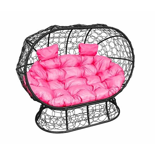 Диван M-group лежебока на подставке с ротангом чёрный розовая подушка 28050₽