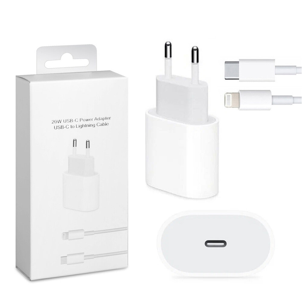 Комплект Premium: быстрое сетевое зарядное устройство для Apple IPhone/IPad/Air Pods 20W с кабелем Type-C - Lightning