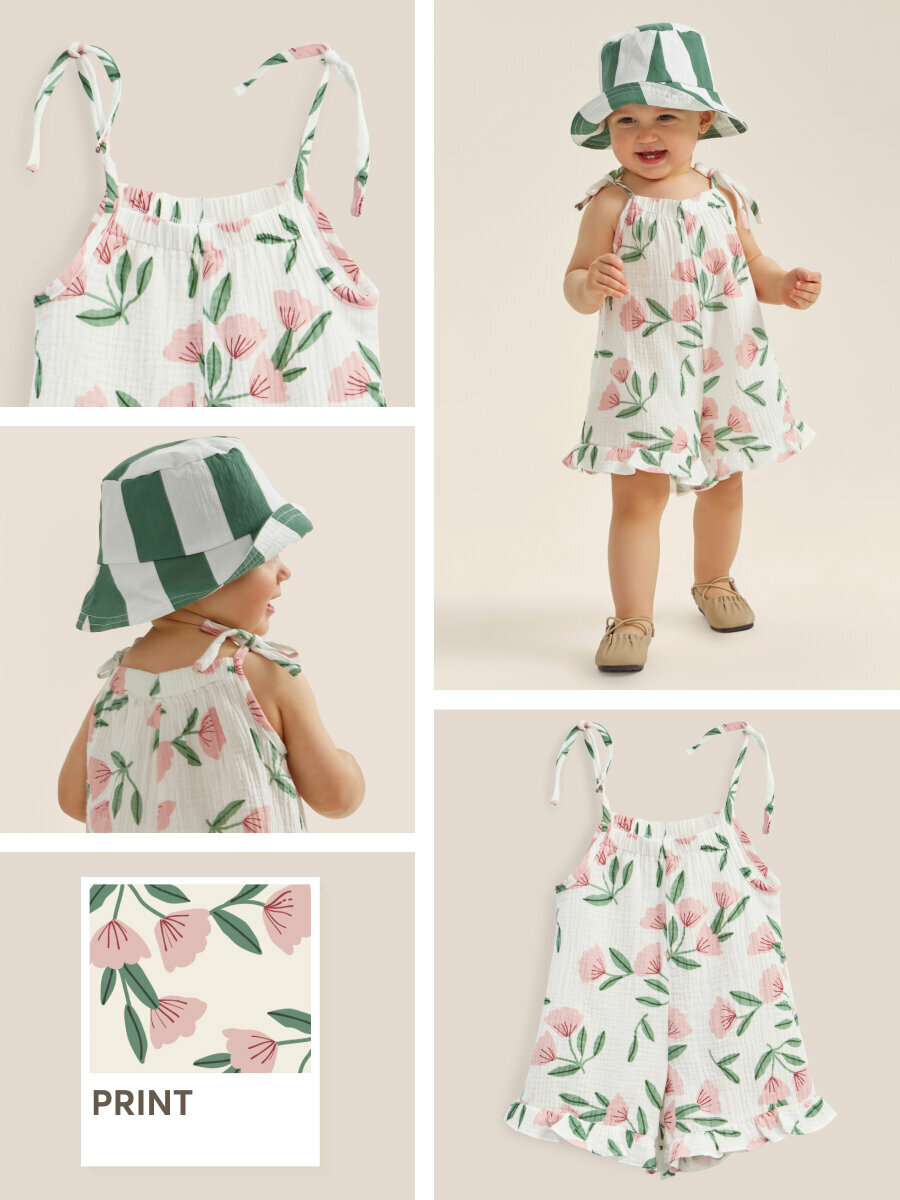 Комбинезон Happy Baby, размер 86-92, розовый, зеленый