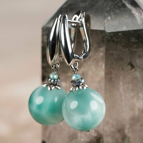 Серьги Diana Savitskaya, ангелит, голубой, бирюзовый