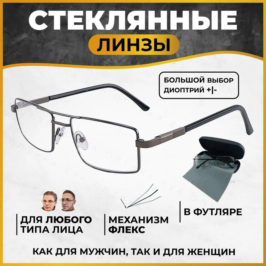 Готовые очки для зрения с футляром женские и мужские с диоптриями, очки со стеклянными линзами для чтения +1,75 мост 123