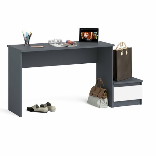 Стол письменный Мори с тумбой ТМП4001 графитбелый ШхГхВ 1608х50х766 см унсб 6520₽