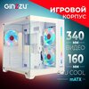 Корпус Ginzzu V490 mATX кубик, закаленное стекло, RGB подсветка, система охлаждения - изображение