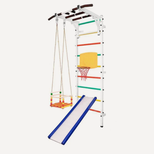 Изображение товара Шведская Стенка с турником, качелями, горкой и баскетбольным кольцом