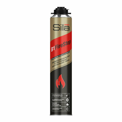 sila pro b1 firestop 65 огнестойкая профессиональная монтажная пена 850мл spfr65 Пена монтажная профессиональная Sila Pro B1 Firestop огнестойкая 750 мл