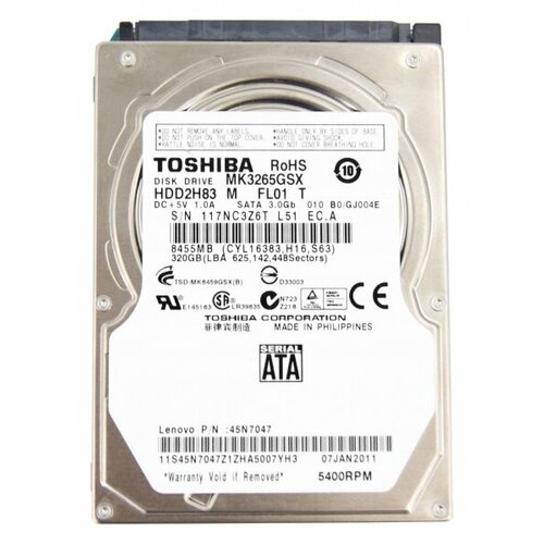 Жесткий диск Toshiba HDD2H83 320Gb 5400 SATAII 25 HDD 4595₽