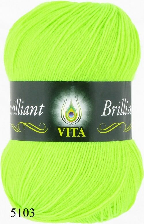 Пряжа Vita Brilliant 5103 Вита Бриллиант, 100 г, 380 м, 45% шерсть ластер, 55% акрил, 1 моток