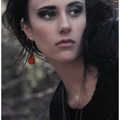 Серьги KATE SHO, стекло, красный