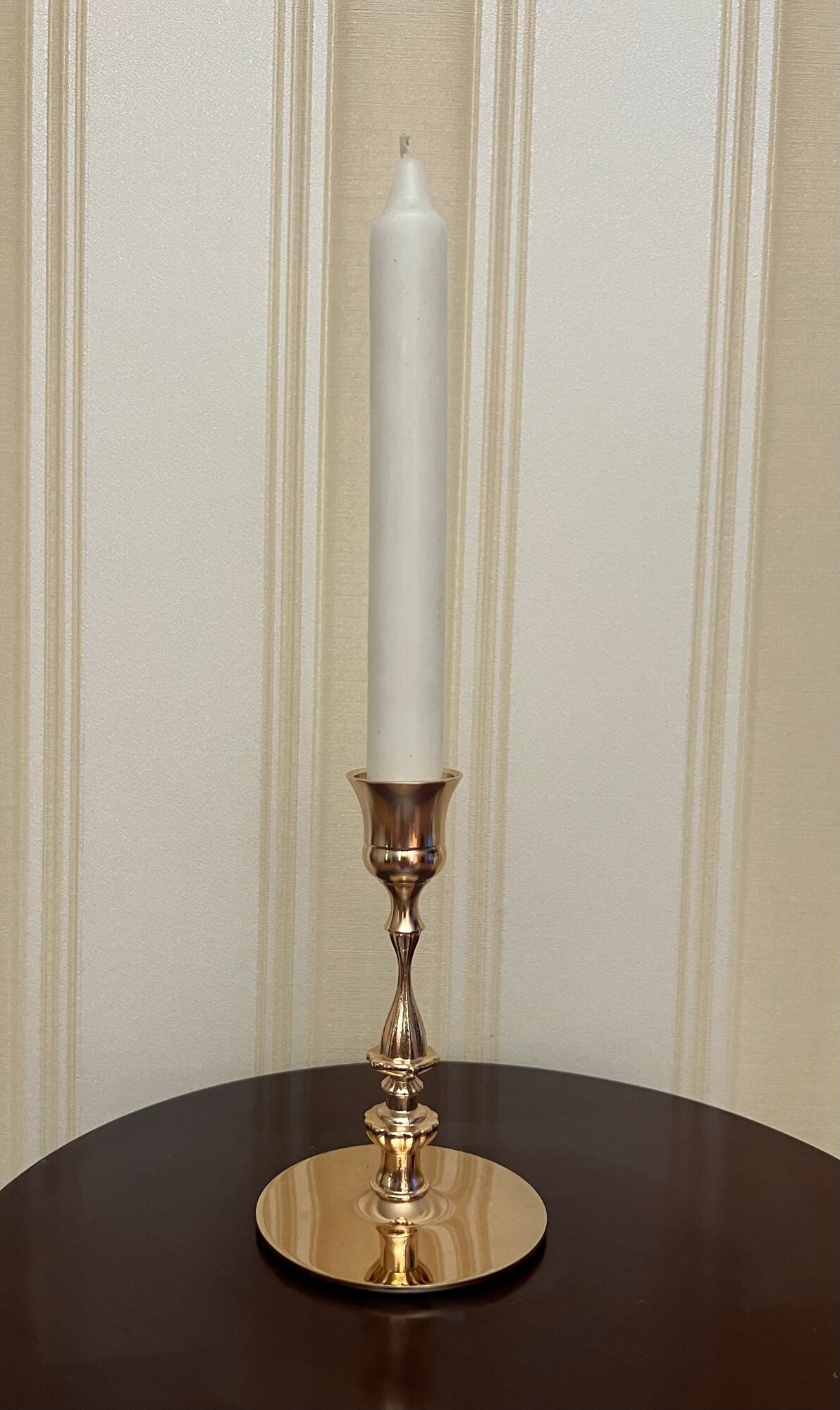 Подсвечник для свечи диаметром 2 см из металла золотой, высотой 130 мм