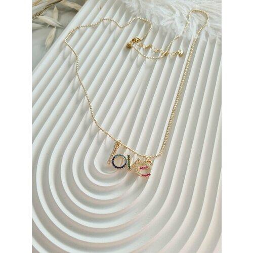 Колье SUNRISE Колье LOVE , SUNRISE, фианит, длина 55 см, золотой