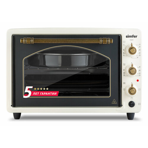 Мини-печь Simfer 4 режима вертел Retro 34 литра 2 противня хромированная решетка 5 лет гарантии бежевый 1241400₽