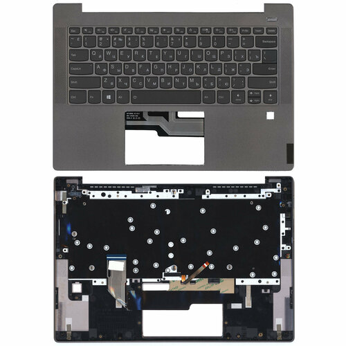 Клавиатура (топ-панель) для ноутбука Lenovo IdeaPad S540-14 черная с серым топкейсом верхняя часть корпуса топкейс lenovo ideapad s540 14iwl s540 14iml s540 14api 5cb0s17285 синяя
