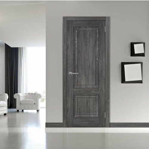 Комплект межкомнатная дверь Классик глухая с коробкой и наличником Дуб Шале 80х200 см 35000₽