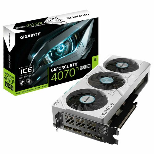 Gigabyte Видеокарта Gigabyte RTX4070Ti SUPER EAGLE OC ICE 16GB GDDR6X 256bit 3xDP HDMI 3FAN RTL GV-N407TSEAGLEOCICE-16GD 44688000₽