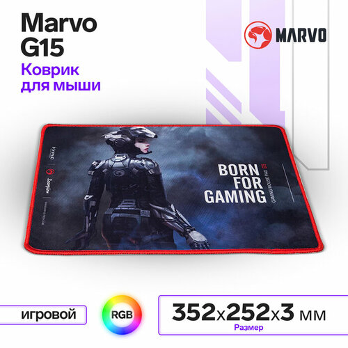 Коврик Marvo G15, игровой, 352x252x3 мм, чёрный набор мышь marvo g985 коврик marvo g15