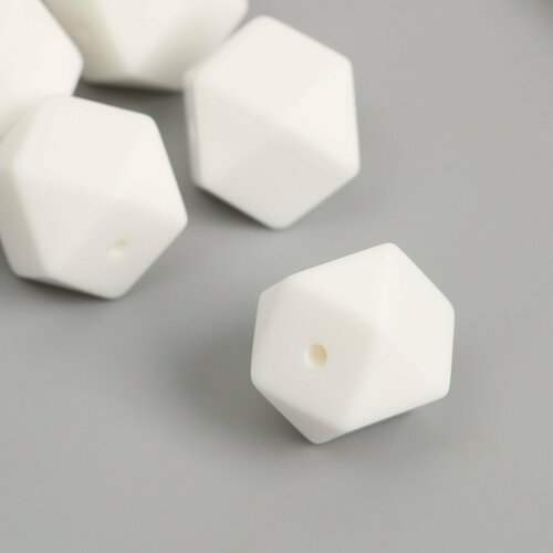Бусина силикон Многогранник ярко-белая d=1,7 см (5шт.)