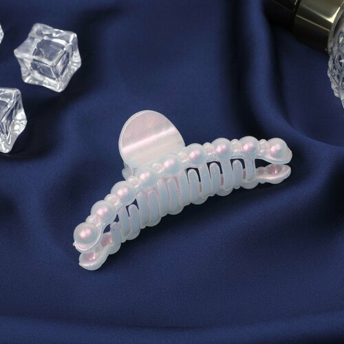 Краб для волос Глянец бусинка 8 см белый 666₽