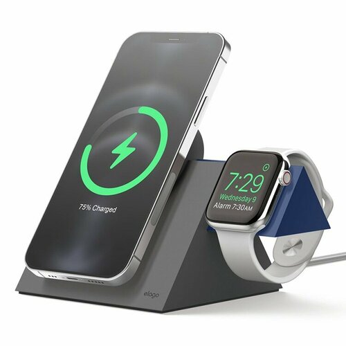 Elago подставка MagSafe Stand MS5 Duo iPhone/Apple Watch Grey/Blue