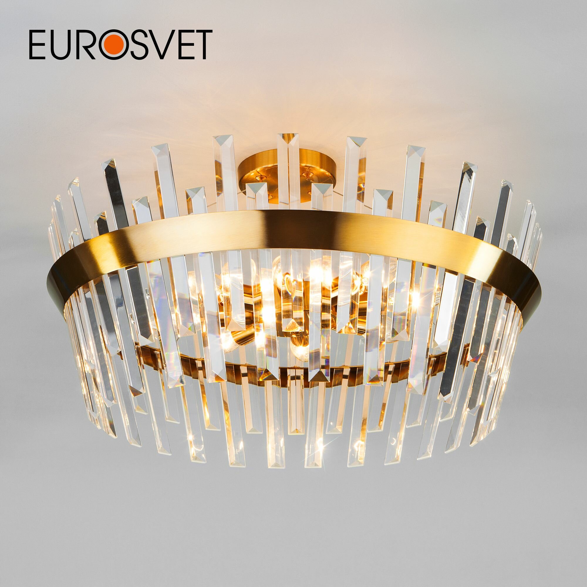 Люстра / Потолочный светильник с хрусталем Eurosvet Steccato 10111/8 золотая бронза / прозрачный хрусталь Strotskis IP20