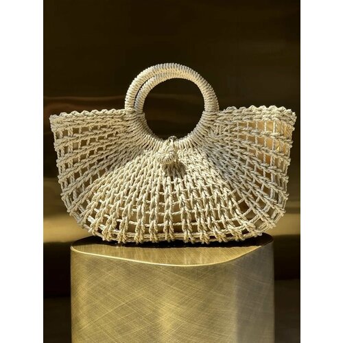 Сумка пляжная , фактура плетеная, коричневый