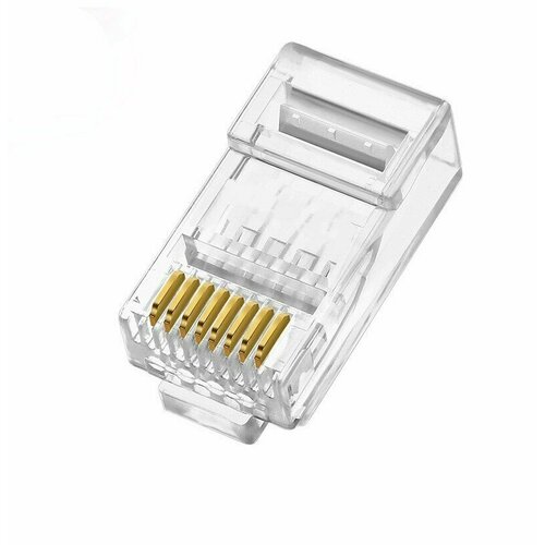 Коннектор Filum FL-NA-PLUG5E-4 RJ-45, 5E кат, сквозные отверстия, 8p8c, 6 мкм, универсальный, для одножильного и многожильного кабеля, уп/100 шт