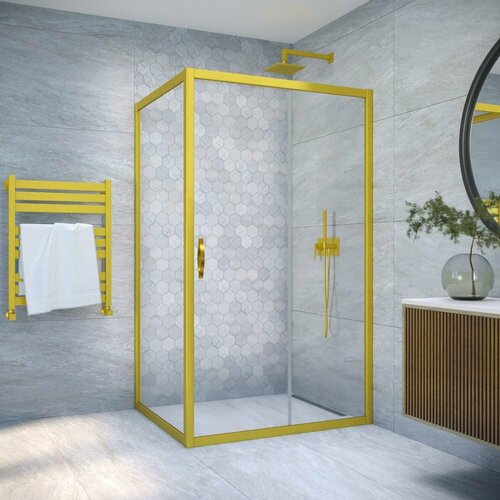 Vegas Glass Душевой уголок Vegas Glass ZP+ZPV NOVO 110*70 03 01 профиль золото матовое, стекло прозрачное