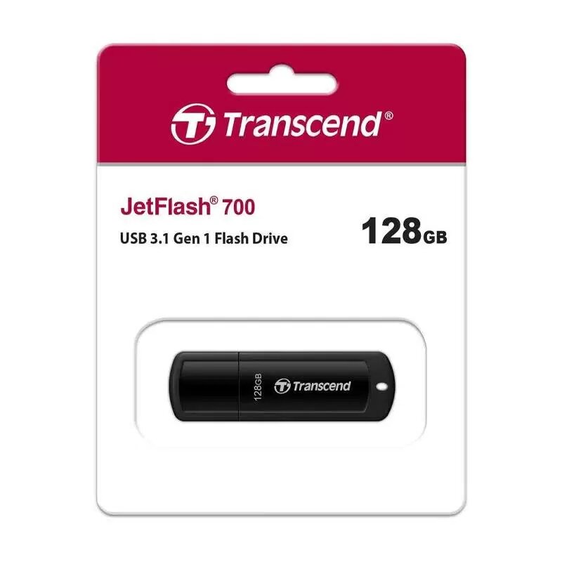 Флешка Transcend JetFlash 700 128 ГБ, 1 шт, черный