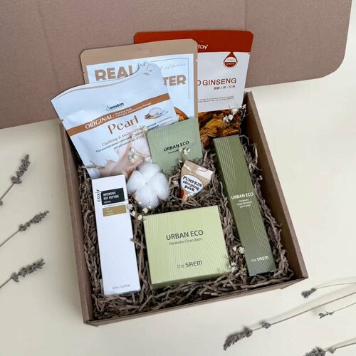 Набор для лица «Успокаивающий уход с омолаживающим эффектом» / Набор подарочный / Набор для лица / Подарочный набор / Подарочный набор в коробке / Косметический набор / Набор косметики / Бьюти бокс / Подарок для девушки для женщины маме коллеге / иделик