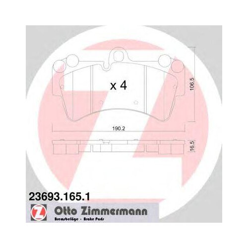 Колодки тормозные дисковые комплект Audi Porsche Volkswagen, ZIMMERMANN 23693.165.1 (1 шт.)