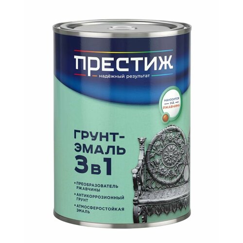 Грунт эмаль 3 в 1 по ржавчине универсальная Престиж 1.9 л зеленая №006