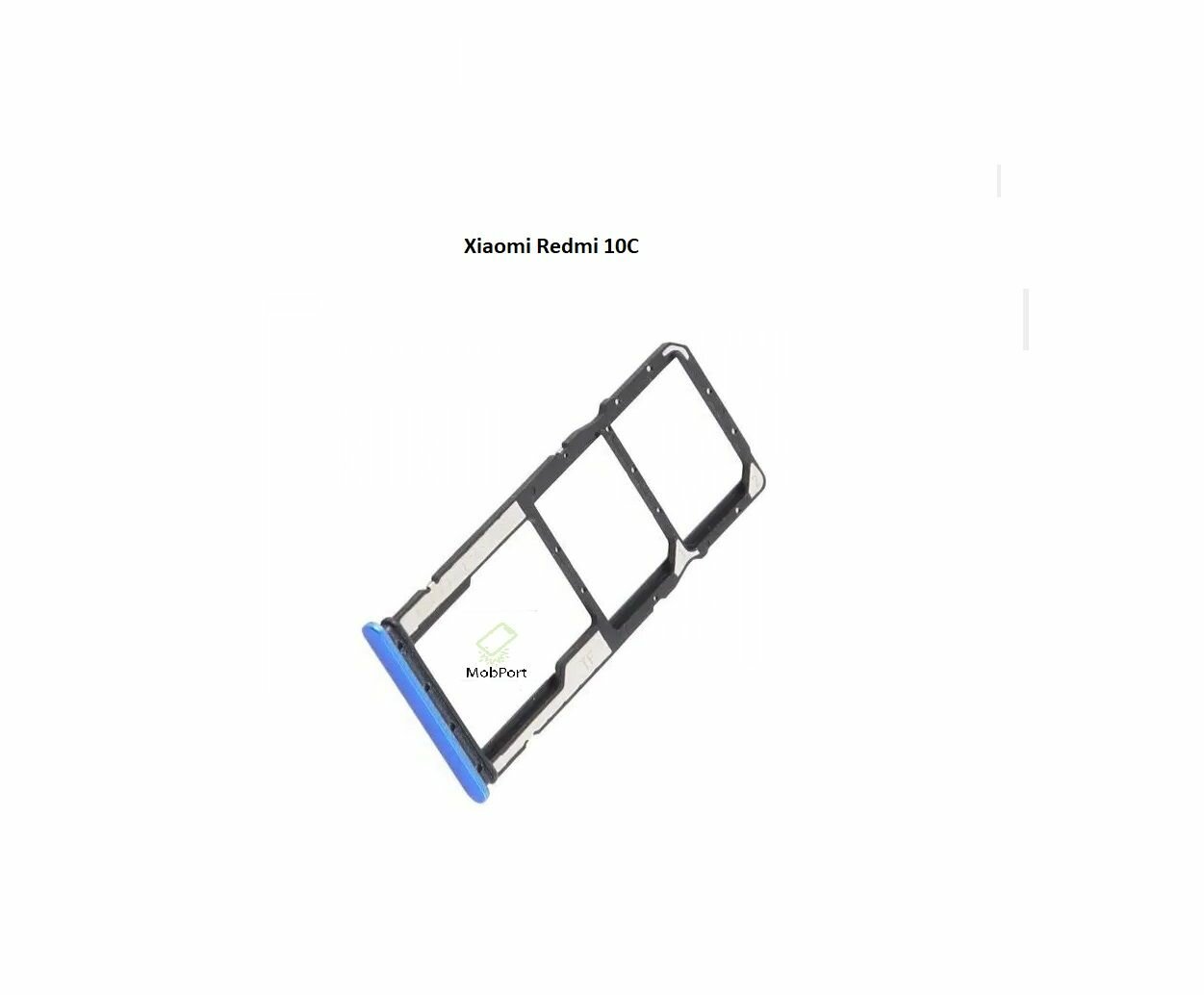 Держатель SIM-карты, для Xiaomi Redmi 10C, металл, пластик, синий — фото 1