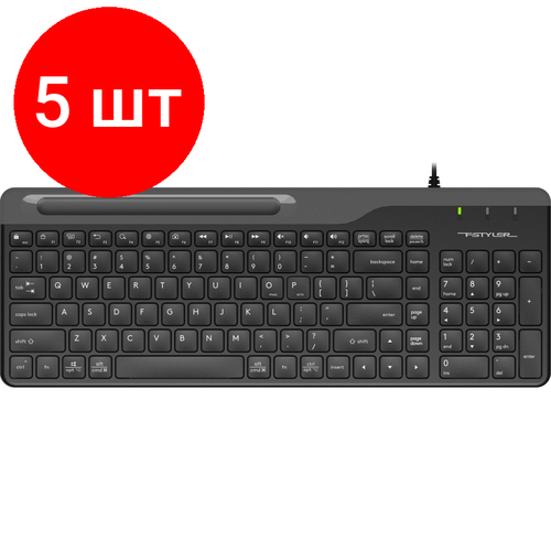 Комплект 5 штук Клавиатура A4Tech Fstyler FK25 черный USB slim 1170500₽